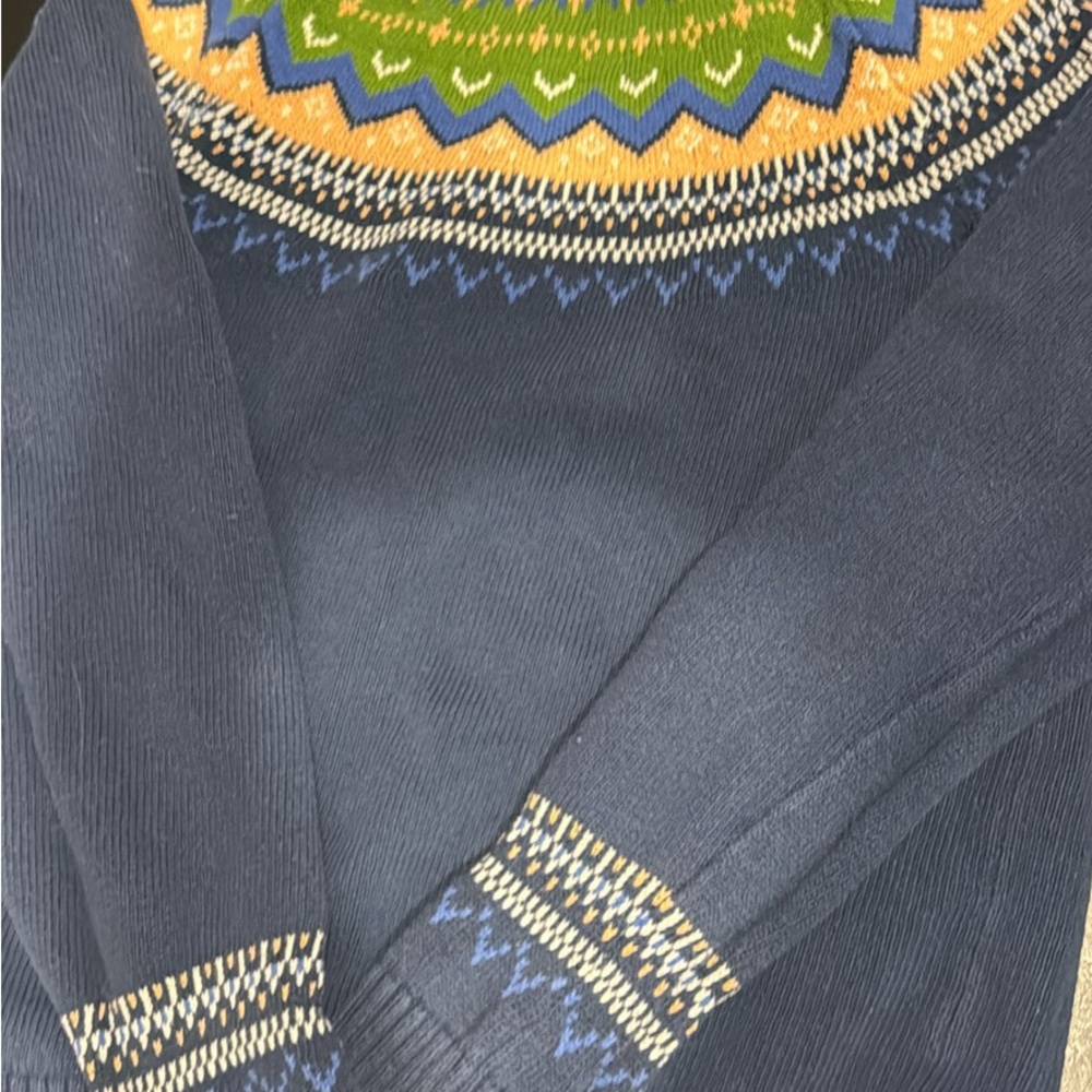 Modcloth Navy and Green Patterned Sweater